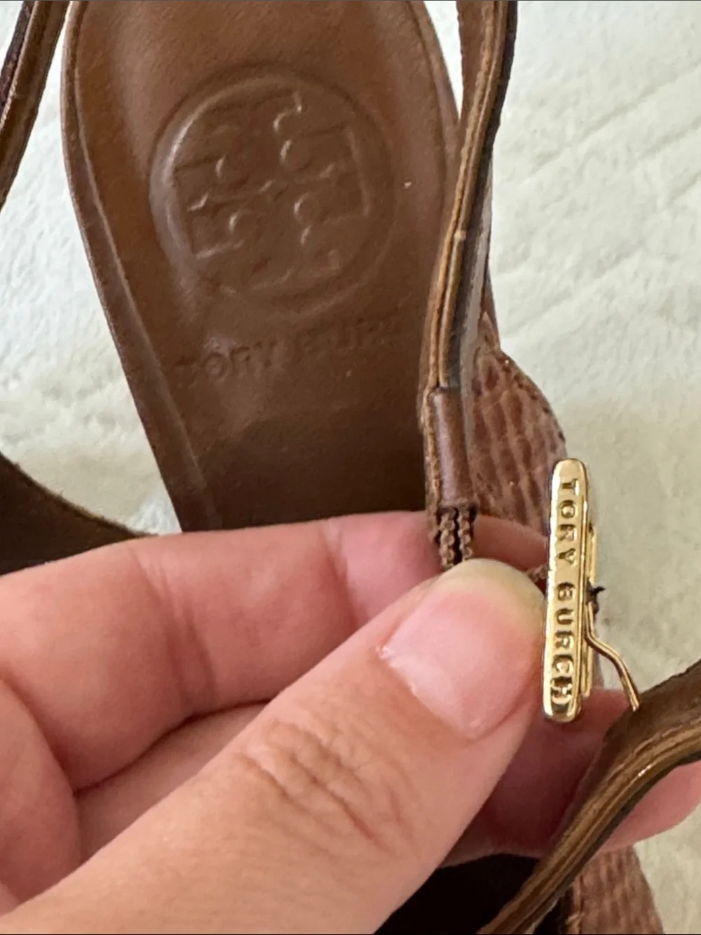 Tory Burch Brown Leather Chunky Heels